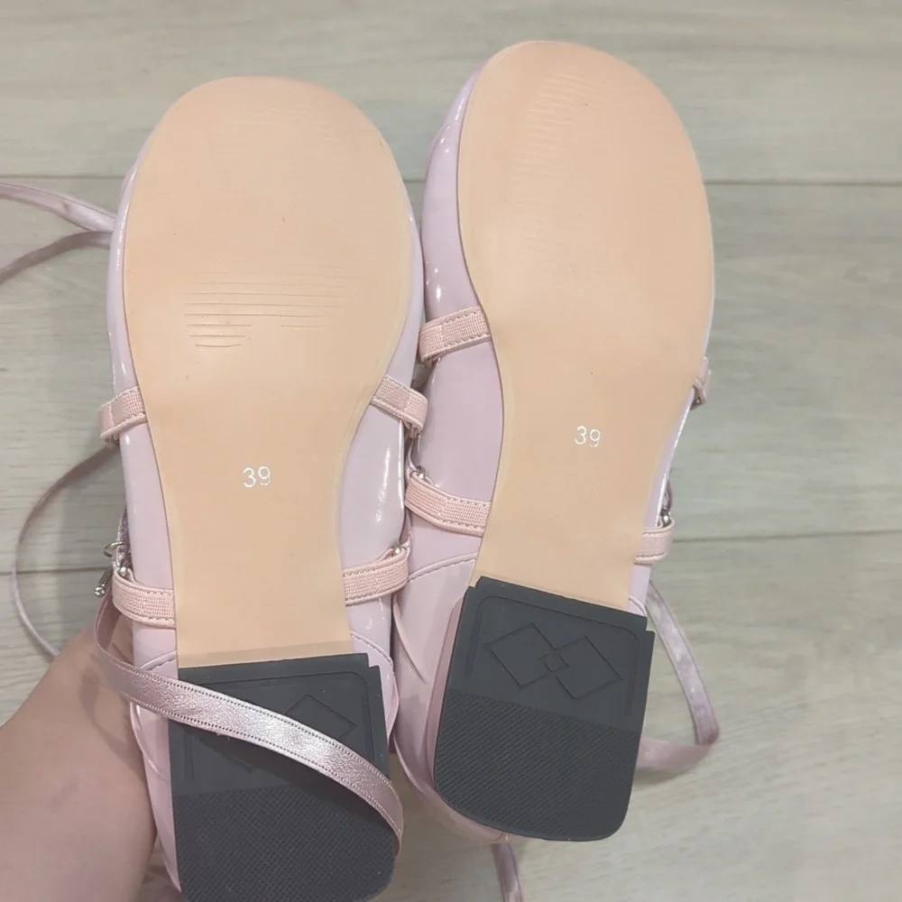 Lolita Lace Up Pink Ballet Flats - Picture 2 of 10